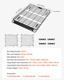 VEVOR 1209-4 jumta kravas grozs, 1630 × 1270 × 105 mm, 68 kg, universāls auto jumta bagāžnieks, 2 kravas tīkli 900 × 1000 mm, 105 mm mala, leģētais tērauds, SUV un auto