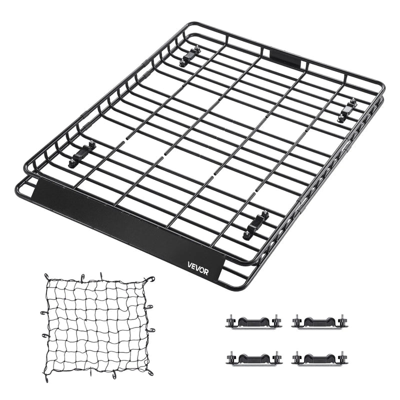 VEVOR 1209-4 jumta kravas grozs, 1630 × 1270 × 105 mm, 68 kg, universāls auto jumta bagāžnieks, 2 kravas tīkli 900 × 1000 mm, 105 mm mala, leģētais tērauds, SUV un auto