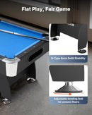 VEVOR biljarda galds 213 cm, pārnēsājams galds ar regulējamām kājām, komplektā bumbas, kijas, trijstūris, krīts un birste, melns ar zilu audumu, piemērots ģimenes atpūtas telpai