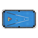 VEVOR biljarda galds 213 cm, pārnēsājams galds ar regulējamām kājām, komplektā bumbas, kijas, trijstūris, krīts un birste, melns ar zilu audumu, piemērots ģimenes atpūtas telpai