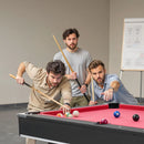 VEVOR biljarda galds 183 cm, pārnēsājams galds ar regulējamām kājām, komplektā bumbas, kijas, trijstūris, krīts un birste, melns ar sarkanu audumu, piemērots ģimenes atpūtai un spēļu istabai