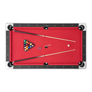VEVOR biljarda galds 183 cm, pārnēsājams galds ar regulējamām kājām, komplektā bumbas, kijas, trijstūris, krīts un birste, melns ar sarkanu audumu, piemērots ģimenes atpūtai un spēļu istabai