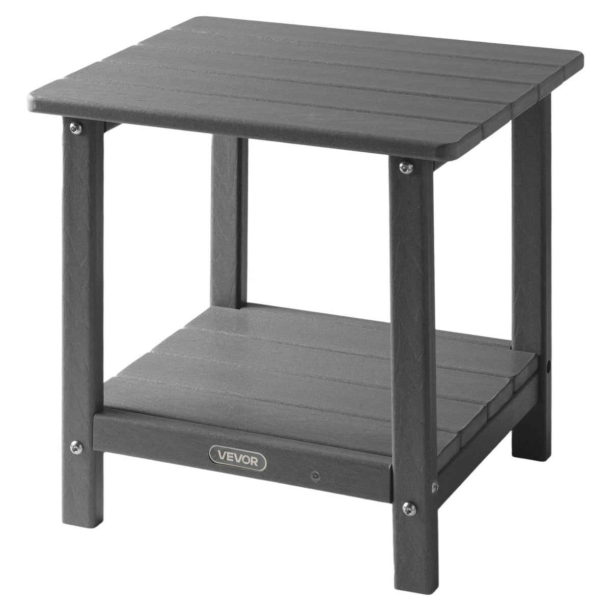 VEVOR Outdoor Side Table 450 × 380 × 440 mm, Dual-Layer HDPE Construction, Easy to Clean, Weather Resistant, Suitable for Terrace, Pool, Beach, Patio, Garden and Indoor Use, Grey