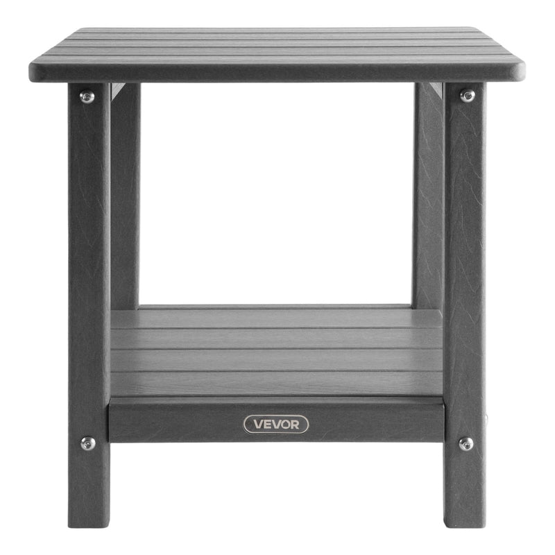 VEVOR āra sānu galds 450 × 380 × 440 mm, divslāņu HDPE konstrukcija, viegli kopjams, izturīgs pret skarbiem laikapstākļiem, piemērots terasei, baseinam, pludmalei, lievenim, pagalmam un iekštelpām, pelēks