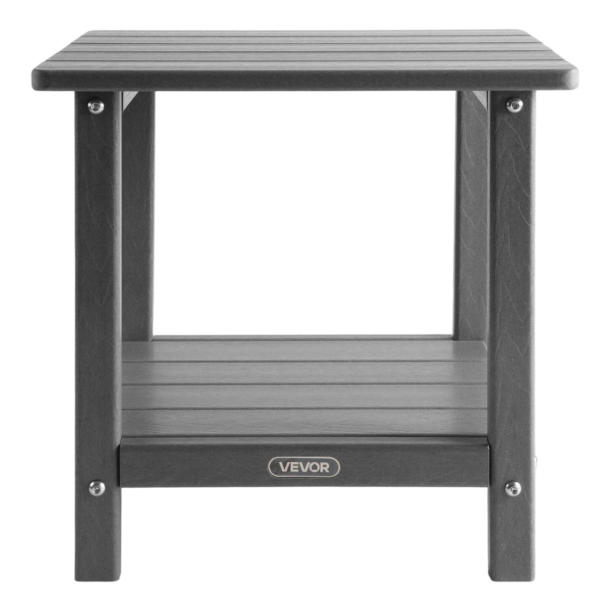 VEVOR Outdoor Side Table 450 × 380 × 440 mm, Dual-Layer HDPE Construction, Easy to Clean, Weather Resistant, Suitable for Terrace, Pool, Beach, Patio, Garden and Indoor Use, Grey
