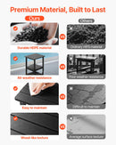 VEVOR āra sānu galds 450 × 380 × 440 mm, divslāņu HDPE konstrukcija, viegli kopjams, izturīgs pret skarbiem laikapstākļiem, piemērots terasei, baseinam, pludmalei, lievenim, pagalmam un iekštelpām, melns