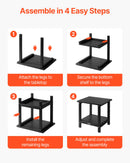 VEVOR āra sānu galds 450 × 380 × 440 mm, divslāņu HDPE konstrukcija, viegli kopjams, izturīgs pret skarbiem laikapstākļiem, piemērots terasei, baseinam, pludmalei, lievenim, pagalmam un iekštelpām, melns