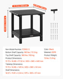 VEVOR āra sānu galds 450 × 380 × 440 mm, divslāņu HDPE konstrukcija, viegli kopjams, izturīgs pret skarbiem laikapstākļiem, piemērots terasei, baseinam, pludmalei, lievenim, pagalmam un iekštelpām, melns