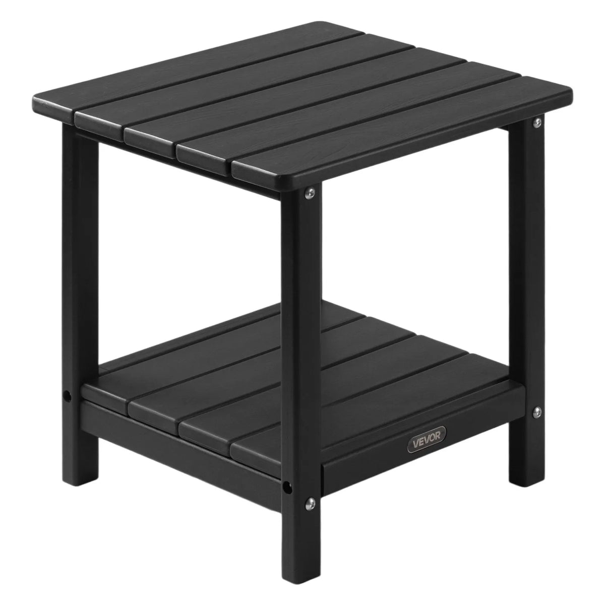 VEVOR Outdoor Side Table 450 × 380 × 440 mm, Dual-Layer HDPE Construction, Easy to Clean, Weather Resistant, Suitable for Terrace, Pool, Beach, Patio, Garden and Indoor Use, Black