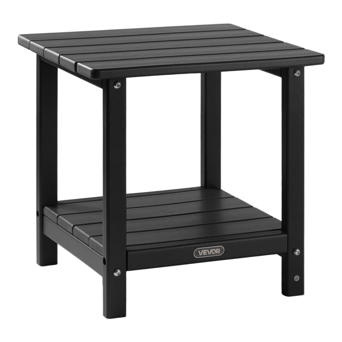 VEVOR Outdoor Side Table 450 × 380 × 440 mm, Dual-Layer HDPE Construction, Easy to Clean, Weather Resistant, Suitable for Terrace, Pool, Beach, Patio, Garden and Indoor Use, Black