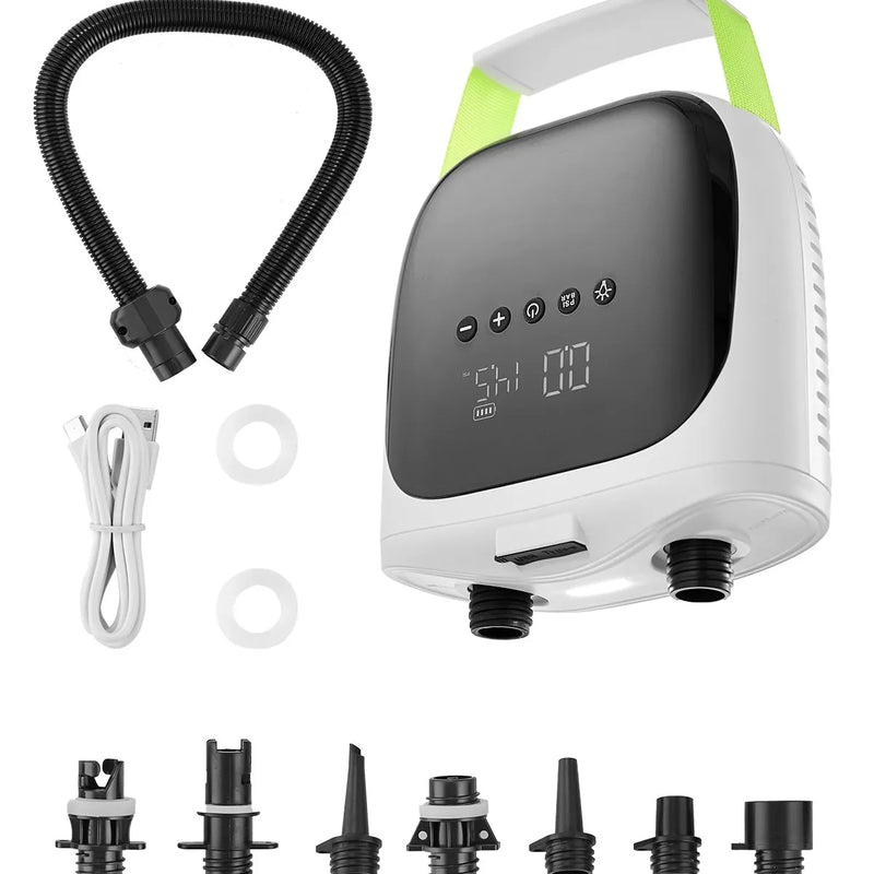 VEVOR SUP dēļa sūknis 20 PSI ar akumulatoru, divpakāpju piepūšanu un iztukšošanu, automātisku izslēgšanos piepūšamiem dēļiem, teltīm un matračiem - ZEMLETES.LV