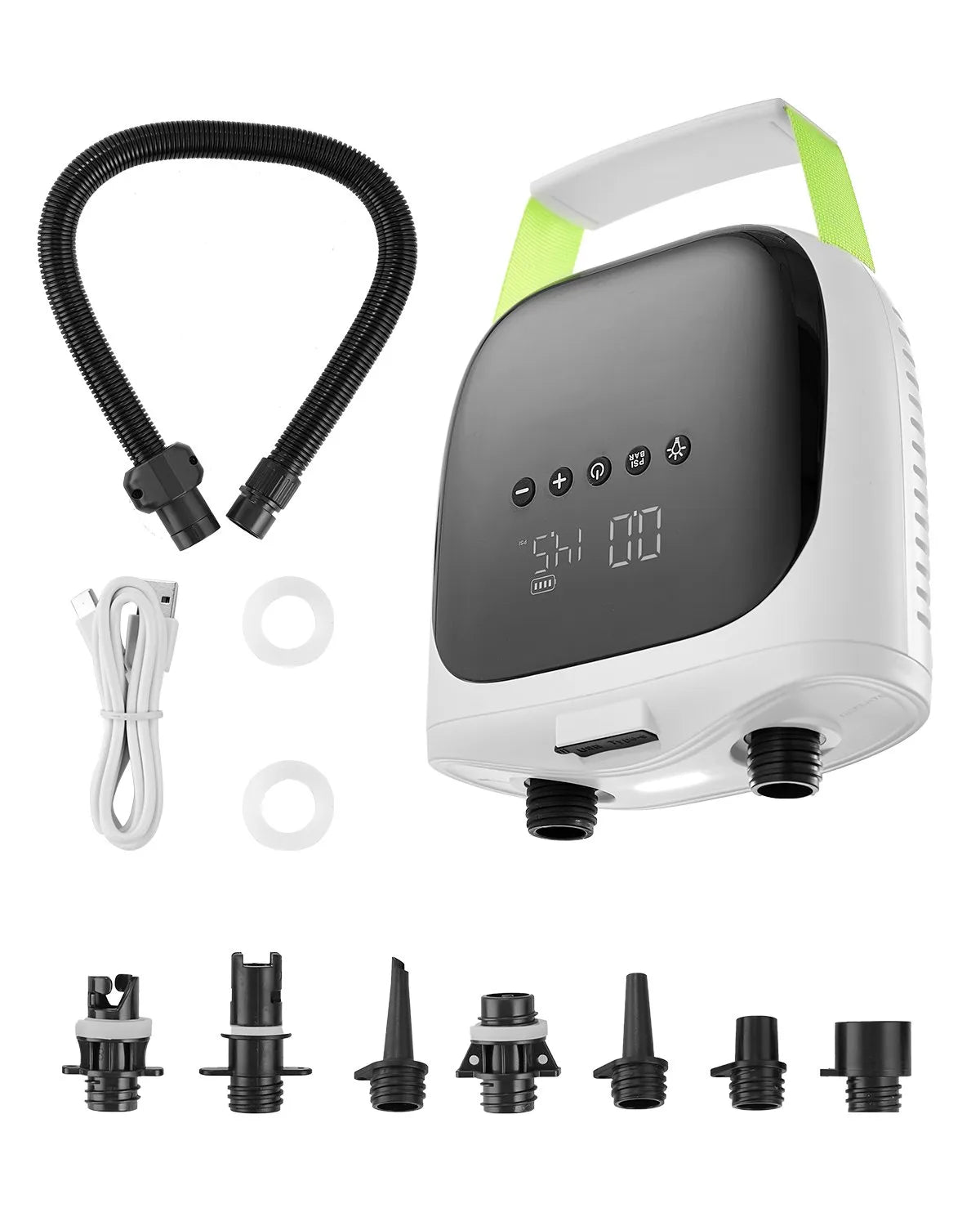 VEVOR SUP dēļa sūknis 20 PSI ar akumulatoru, divpakāpju piepūšanu un iztukšošanu, automātisku izslēgšanos piepūšamiem dēļiem, teltīm un matračiem - ZEMLETES.LV