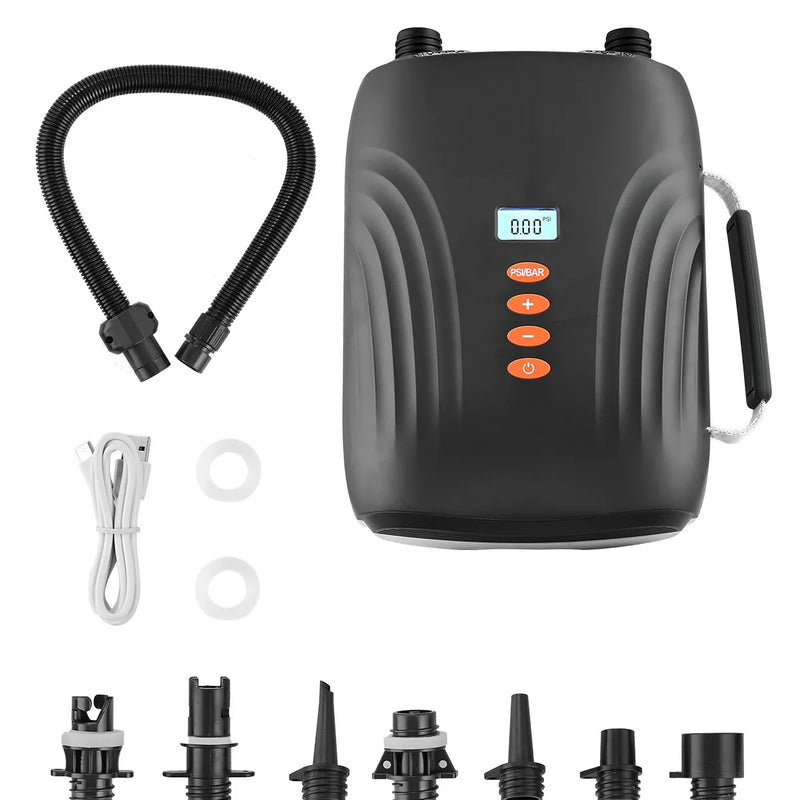 VEVOR SUP dēļa sūknis 20 PSI ar akumulatoru, divpakāpju piepūšanu un iztukšošanu, automātisku izslēgšanos un 12 V DC auto pieslēgumu piepūšamām laivām, teltīm un matračiem - ZEMLETES.LV