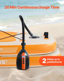 VEVOR SUP dēļa sūknis 20 PSI ar 70 l/min piepūšanas ātrumu, automātisku izslēgšanos un 12 V DC auto pieslēgumu piepūšamiem dēļiem, teltīm un matračiem - ZEMLETES.LV