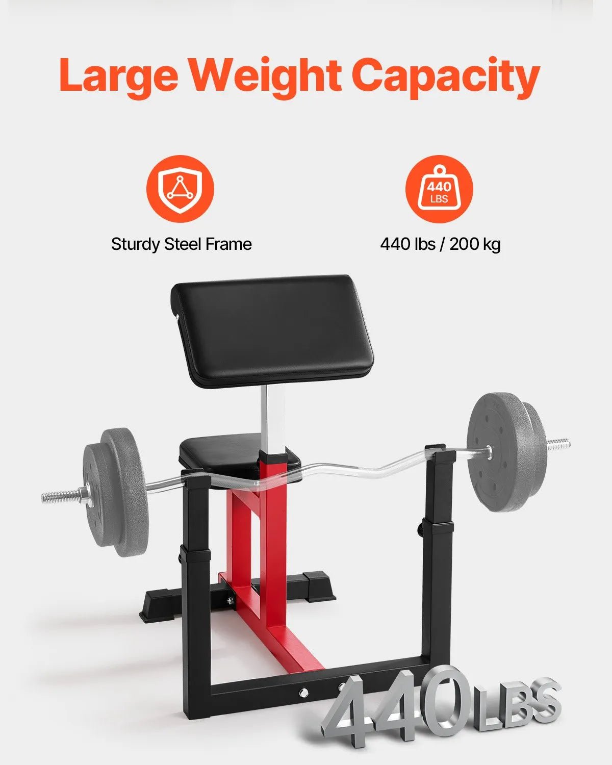 VEVOR treniņu sols ar kāju iztaisnošanas moduli, spēka treniņu sols ar bicepsu staciju hantelēm un stienim, 200 kg nestspēja, daudzfunkcionāls sols mājas sporta zālei - ZEMLETES.LV