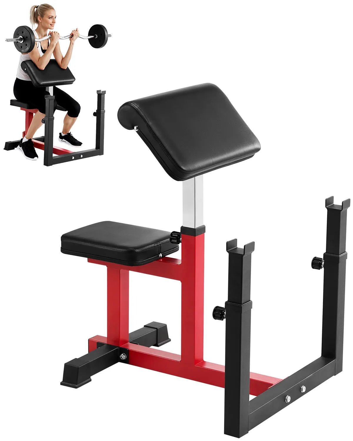 VEVOR treniņu sols ar kāju iztaisnošanas moduli, spēka treniņu sols ar bicepsu staciju hantelēm un stienim, 200 kg nestspēja, daudzfunkcionāls sols mājas sporta zālei - ZEMLETES.LV