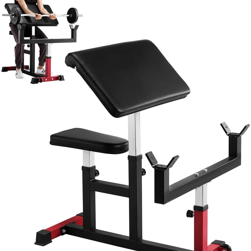 VEVOR bicepsu treniņu sols, regulējams spēka treniņu trenažieris ar stieņa un hanteles bicepsu staciju, 200 kg nestspēja, mājas sporta zālei - ZEMLETES.LV