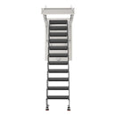 VEVOR bēniņu kāpnes ar 299,4 kg celtspēju, piemērotas griestu augstumam 2,6–2,9 m un atverei 100 × 70 cm, nolaižamas izvelkamas griestu kāpnes no leģētā tērauda ar vilkšanas stieni - ZEMLETES.LV