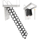 VEVOR Bēniņu kāpnes, slodze līdz 299,4 kg, piemērotas griestu augstumam 2,90–3,11 m, atvērumam 100 x 70 cm, nolaižamas izvelkamas griestu kāpnes no leģētā tērauda ar vilkšanas stieni bēniņiem un jumta telpai - ZEMLETES.LV