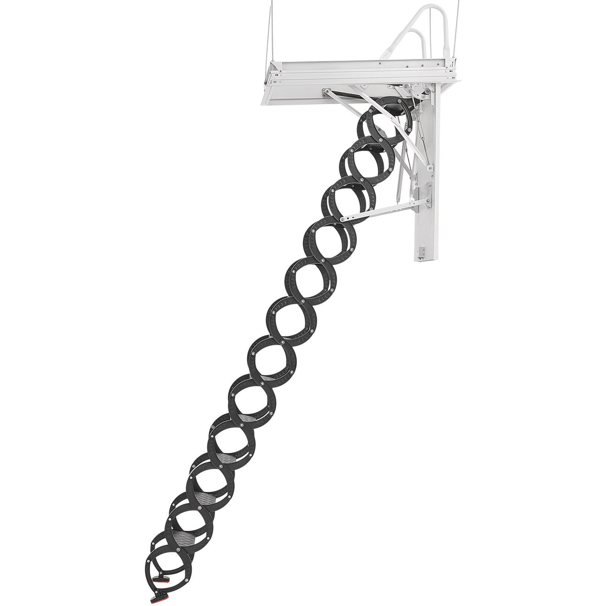 VEVOR Bēniņu kāpnes, slodze līdz 299,4 kg, piemērotas griestu augstumam 2,90–3,11 m, atvērumam 100 x 70 cm, nolaižamas izvelkamas griestu kāpnes no leģētā tērauda ar vilkšanas stieni bēniņiem un jumta telpai - ZEMLETES.LV