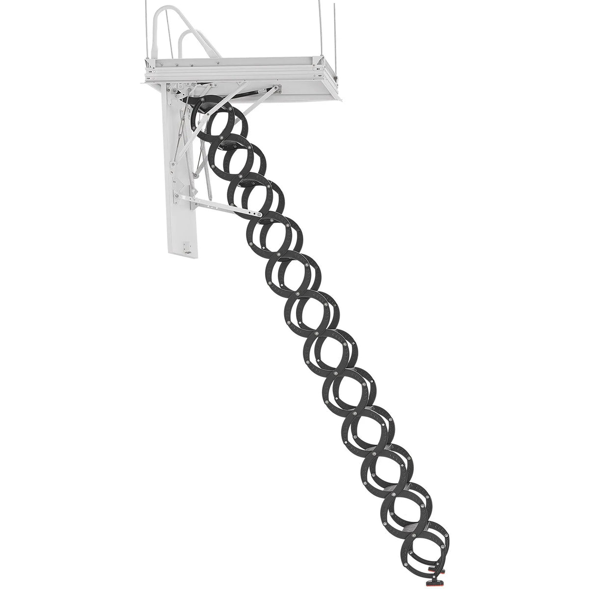 VEVOR Bēniņu kāpnes, slodze līdz 299,4 kg, piemērotas griestu augstumam 2,90–3,11 m, atvērumam 100 x 70 cm, nolaižamas izvelkamas griestu kāpnes no leģētā tērauda ar vilkšanas stieni bēniņiem un jumta telpai - ZEMLETES.LV