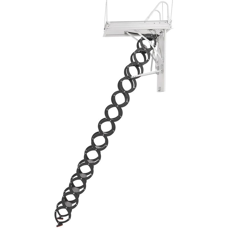 VEVOR bēniņu kāpnes ar 299,4 kg celtspēju, piemērotas griestu augstumam 3,2–3,35 m un atverei 100 × 70 cm, nolaižamas izvelkamas griestu kāpnes no leģētā tērauda ar vilkšanas stieni - ZEMLETES.LV
