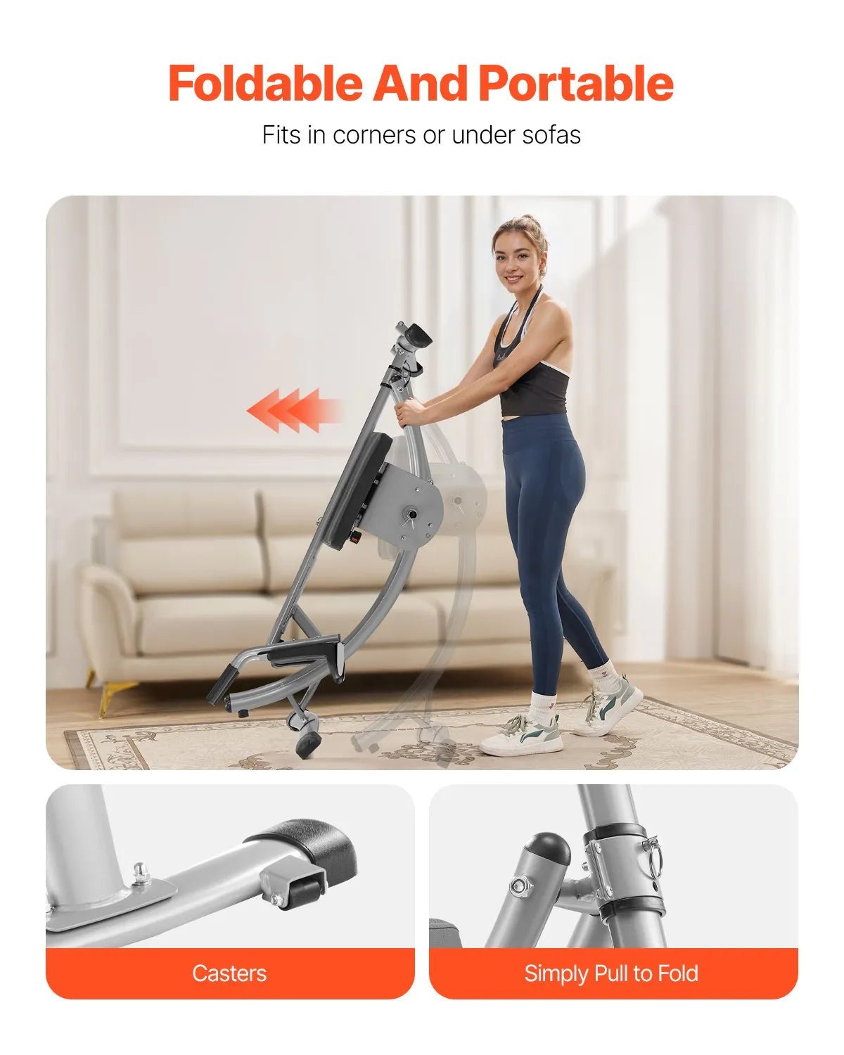 VEVOR vēdera preses trenažieris, core un vēdera muskuļu trenažieris, salokāms un regulējams fitnesa aprīkojums, 200 kg nestspēja, mājas sporta zālei - ZEMLETES.LV
