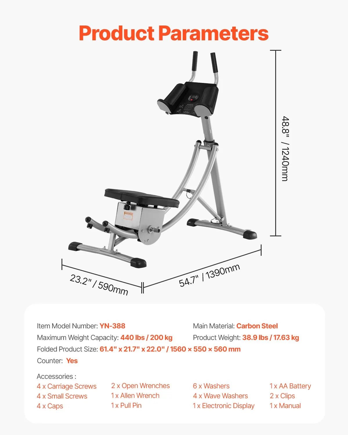 VEVOR vēdera preses trenažieris, core un vēdera muskuļu trenažieris, salokāms un regulējams fitnesa aprīkojums, 200 kg nestspēja, mājas sporta zālei - ZEMLETES.LV