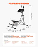 VEVOR vēdera preses trenažieris, core un vēdera muskuļu trenažieris, salokāms un regulējams fitnesa aprīkojums, 200 kg nestspēja, mājas sporta zālei - ZEMLETES.LV