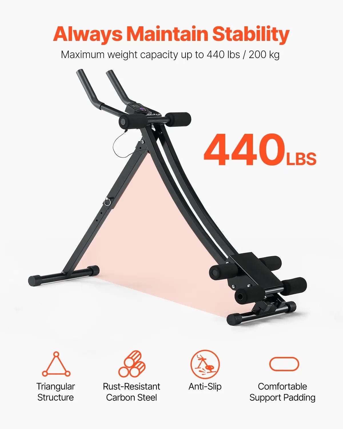 VEVOR vēdera preses trenažieris, core un vēdera muskuļu trenažieris, salokāms un regulējams fitnesa aprīkojums, 200 kg nestspēja, mājas sporta zālei - ZEMLETES.LV