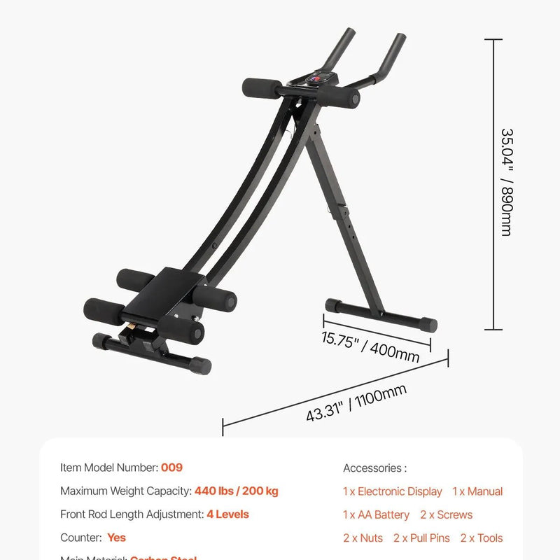 VEVOR vēdera preses trenažieris, core un vēdera muskuļu trenažieris, salokāms un regulējams fitnesa aprīkojums, 200 kg nestspēja, mājas sporta zālei - ZEMLETES.LV