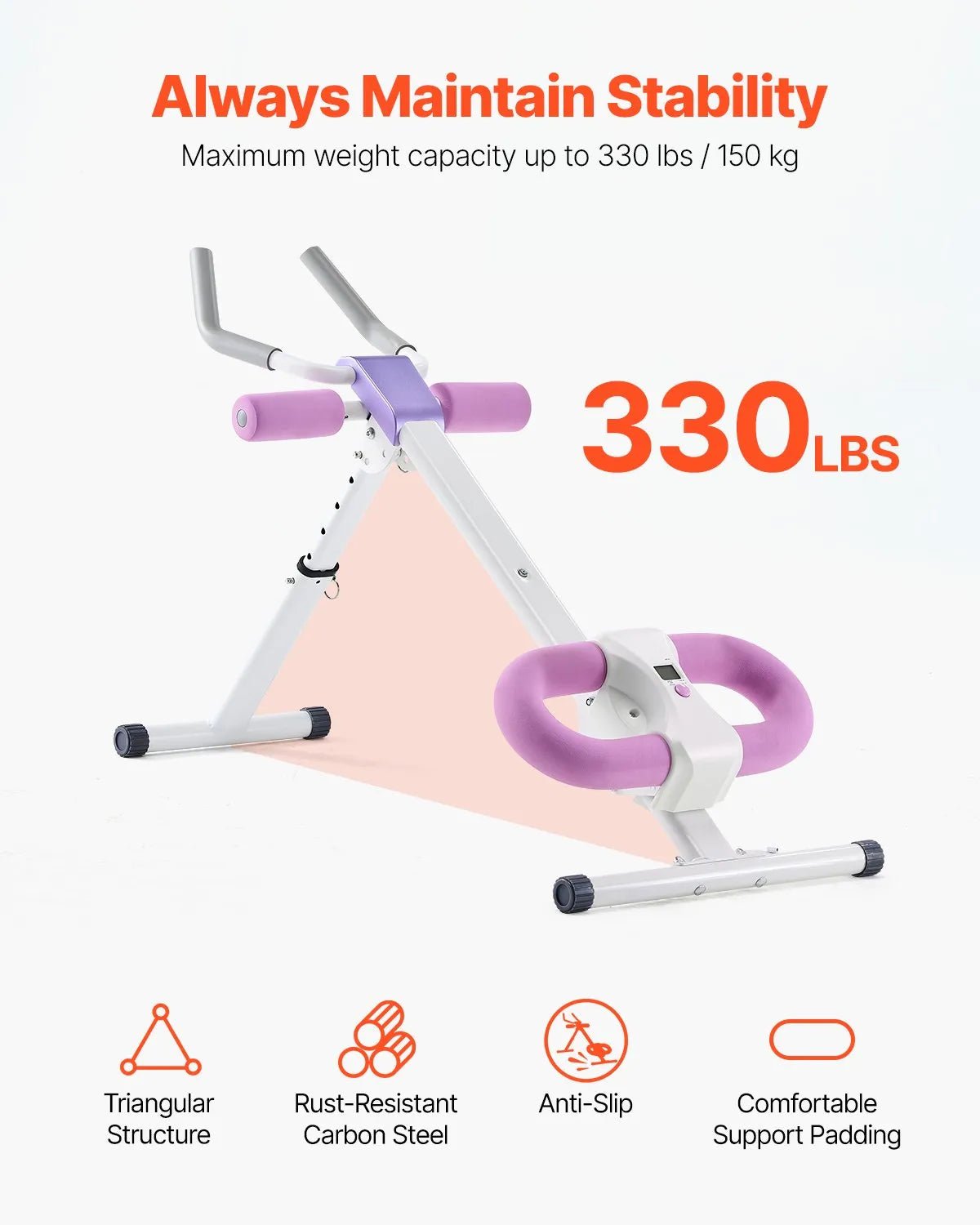 VEVOR vēdera preses trenažieris, core un vēdera muskuļu trenažieris, salokāms un regulējams fitnesa aprīkojums, 150 kg nestspēja, mājas sporta zālei - ZEMLETES.LV