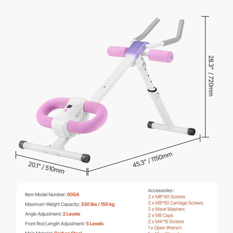 VEVOR vēdera preses trenažieris, core un vēdera muskuļu trenažieris, salokāms un regulējams fitnesa aprīkojums, 150 kg nestspēja, mājas sporta zālei - ZEMLETES.LV