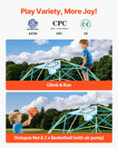 VEVOR 305 cm ģeometriskais kāpšanas kupols bērniem, āra rotaļu laukuma “Jungle Gym” ar astoņkāja tīklu un 2 basketbola bumbām, nestspēja līdz 453 kg, viegli saliekams kāpšanas rotaļu aprīkojums dārzam