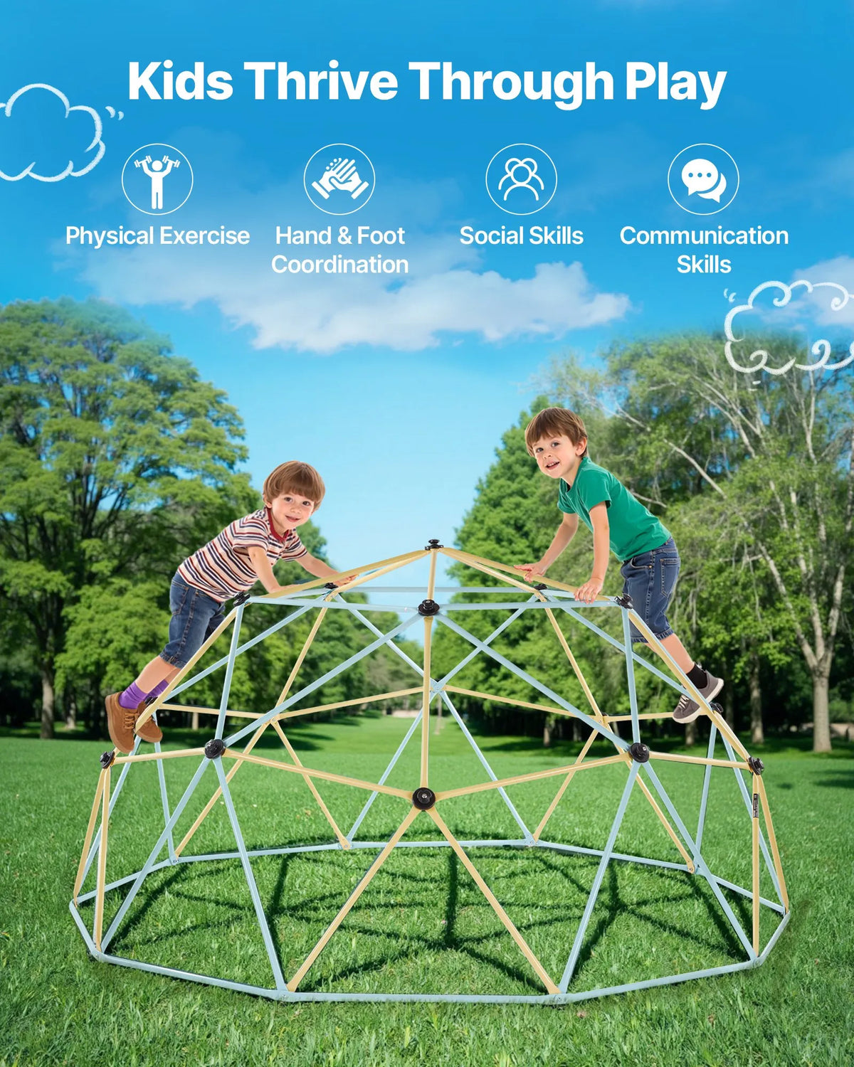 VEVOR Climbing Dome with Octopus Net and 2 Basketball Balls, 3.05 m, up to 453 kg