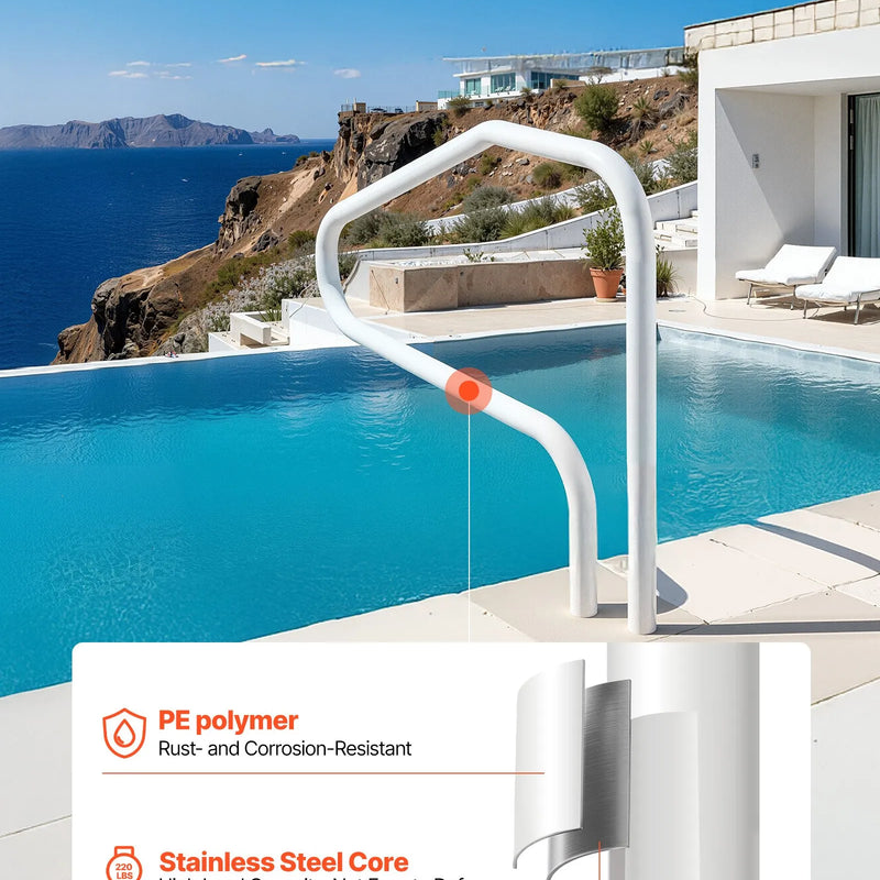 VEVOR baseina margas 122 × 81,3 cm, pastiprinātas nerūsējošā tērauda peldbaseina margas ar nestspēju līdz 100 kg, bezšuvju metinājums, iegremdēta vai ar pamatplāksni montējama konstrukcija lietošanai pie baseina, akvaparkos un spa centros