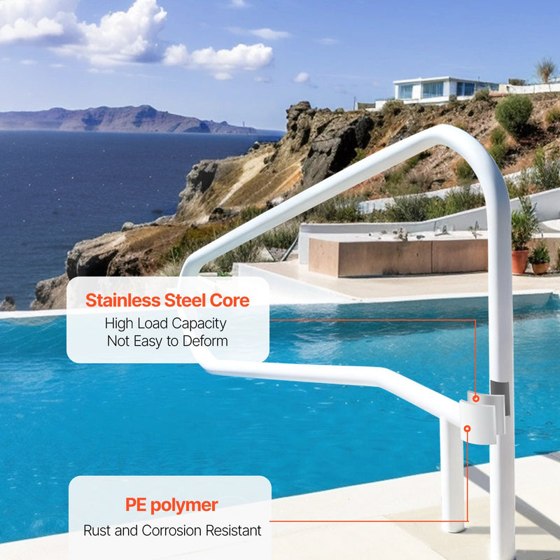 VEVOR baseina margas 137,1 × 81,3 cm, pastiprinātas nerūsējošā tērauda peldbaseina margas ar nestspēju līdz 100 kg, bezšuvju metinājums, iegremdēta vai ar pamatplāksni montējama konstrukcija lietošanai pie baseina, akvaparkos un spa centros