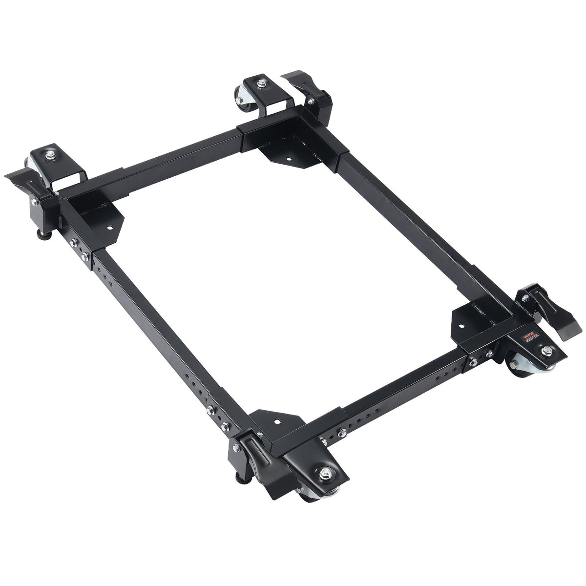 VEVOR mobilā pamatne, kravnesība 680 kg, regulējams izmērs 508 × 622 līdz 711 × 851 mm, universāla pārvietojama pamatne ar 4 grozāmiem riteņiem, piemērota kokapstrādes iekārtām un elektroinstrumentiem - ZEMLETES.LV