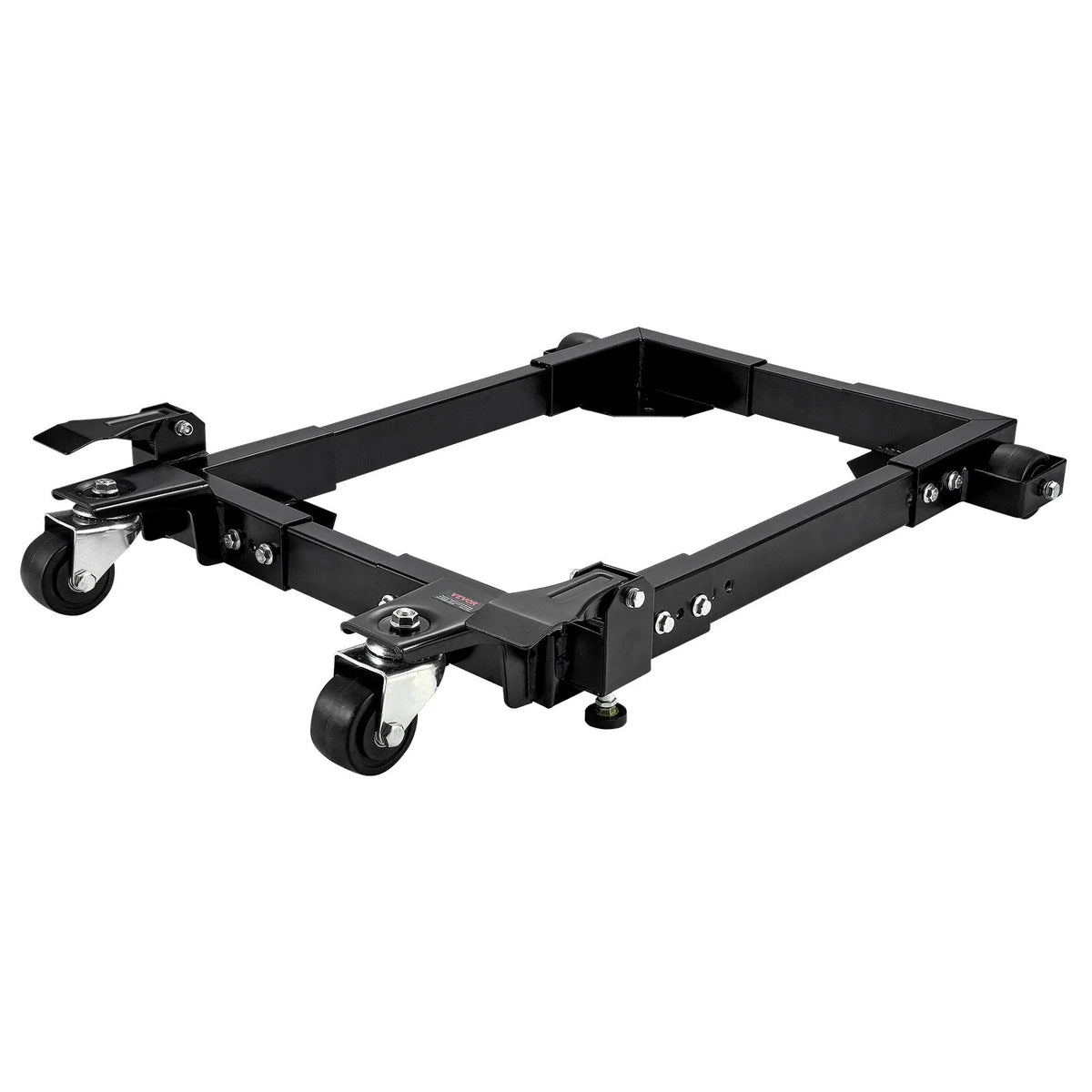 VEVOR mobilā pamatne, kravnesība 680 kg, regulējams izmērs 457 × 610 līdz 673 × 800 mm, universāla pārvietojama pamatne ar grozāmiem riteņiem, piemērota kokapstrādes iekārtām un elektroinstrumentiem - ZEMLETES.LV