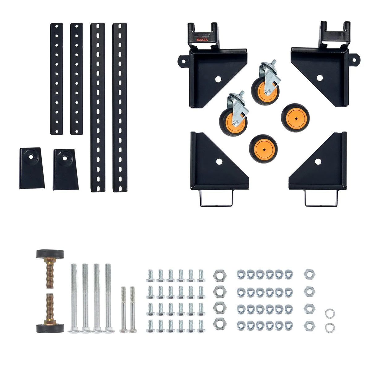 VEVOR mobilā pamatne, kravnesība 295 kg, regulējams izmērs 305 × 305 līdz 914 × 914 mm, universāla pārvietojama pamatne ar grozāmiem riteņiem, piemērota kokapstrādes iekārtām un elektroinstrumentiem - ZEMLETES.LV