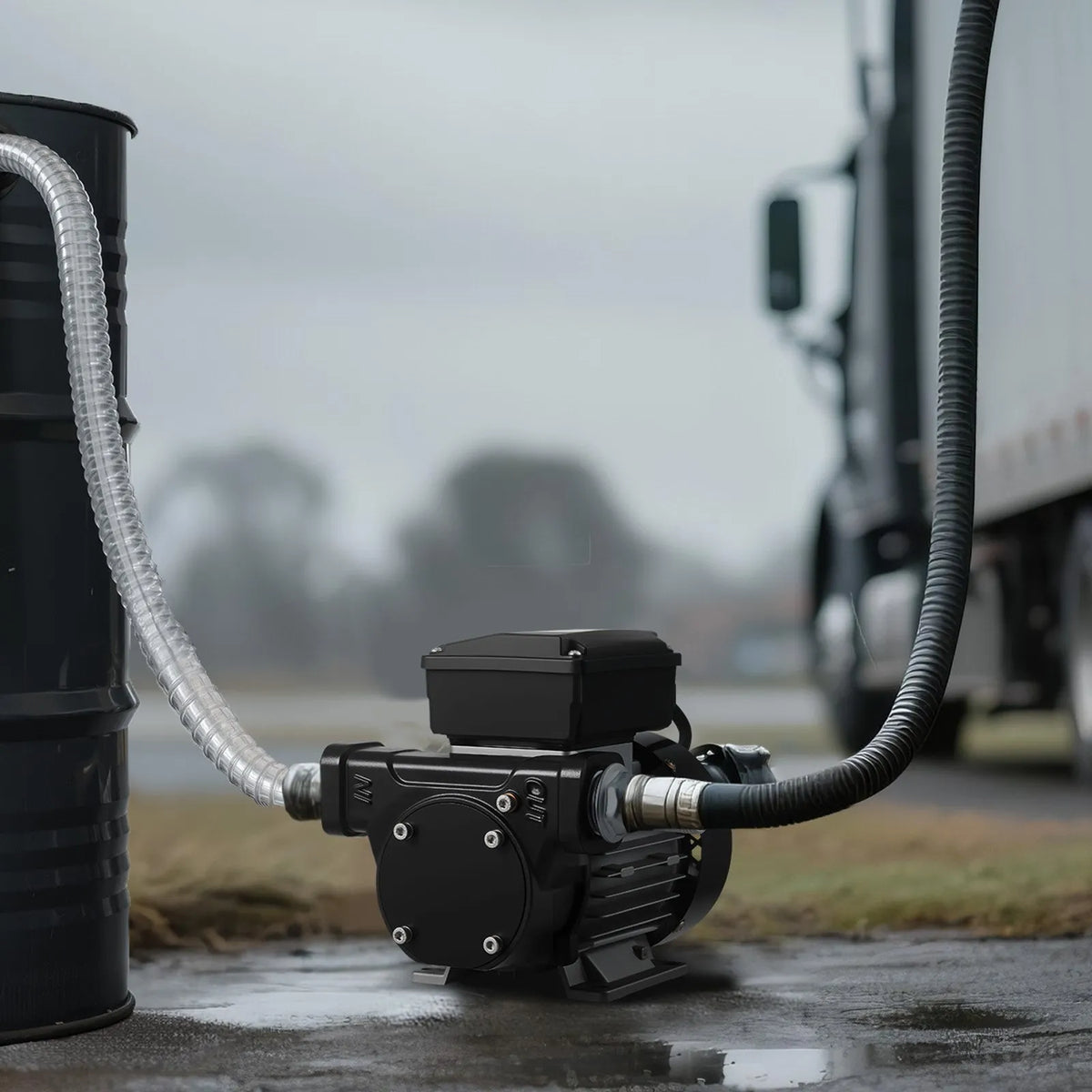 VEVOR degvielas pārsūknēšanas sūknis 230 V, 60 L/min, AC elektriskais eļļas sūknis dīzeļdegvielai, petrolejai un biodīzeļdegvielai, ar automātisku degvielas pistoli un 2 šļūtenēm, maks. pacelšana 13,7 m, piemērots transportlīdzekļiem un būvlaukumiem - ZEMLETES.LV