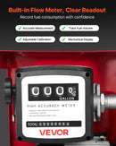 VEVOR degvielas pārsūknēšanas sūknis 230 V, 60 L/min, AC elektriskais eļļas sūknis dīzeļdegvielai, petrolejai, biodīzeļdegvielai ar skaitītāju, automātisku degvielas pistoli, 2 šļūtenēm, pacelšana līdz 13,7 m, piemērots transportlīdzekļiem un būvlaukumiem