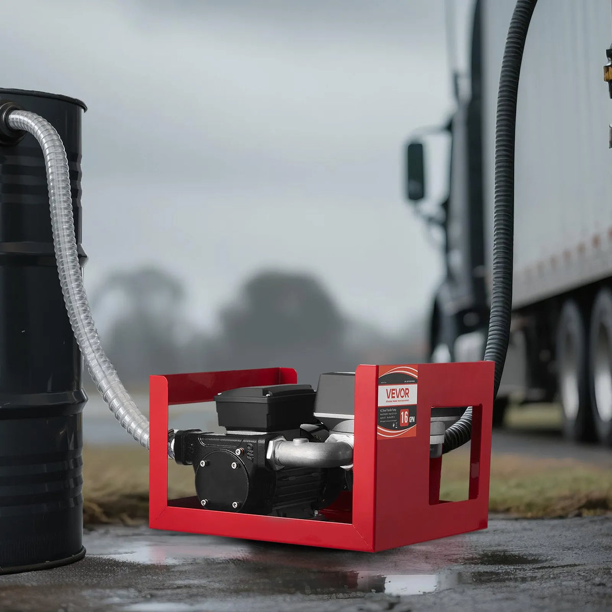 VEVOR degvielas pārsūknēšanas sūknis 230 V, 60 L/min, AC elektriskais eļļas sūknis dīzeļdegvielai, petrolejai, biodīzeļdegvielai ar skaitītāju, automātisku degvielas pistoli, 2 šļūtenēm, pacelšana līdz 13,7 m, piemērots transportlīdzekļiem un būvlaukumiem - ZEMLETES.LV
