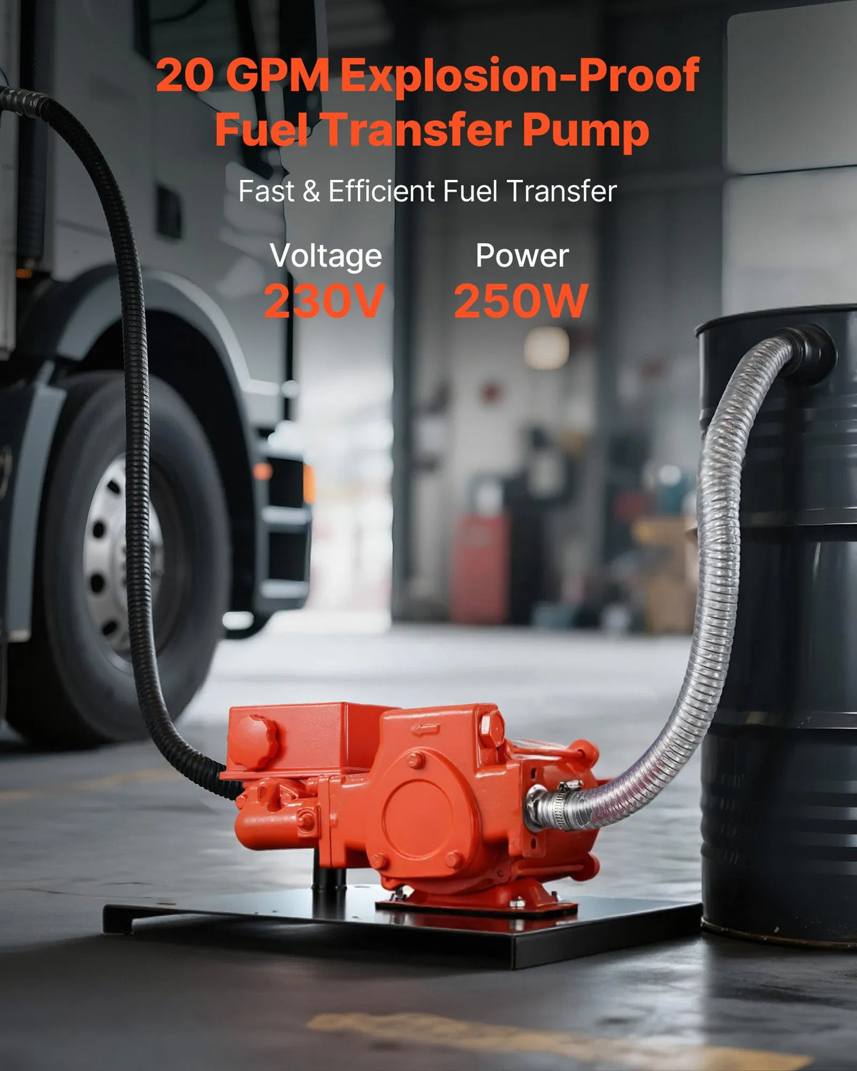 VEVOR degvielas pārsūknēšanas sūknis 230 V, 76 l/min, maiņstrāvas elektriskais eļļas pārsūknēšanas sūknis ar skaitītāju, automātisku uzpildes pistoli, izplūdes šļūteni, augstas plūsmas modelis benzīnam, dīzeļdegvielai, petrolejai, biodīzeļdegvielai - ZEMLETES.LV
