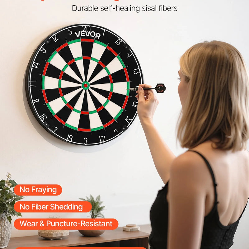 VEVOR šautriņu dēlis 450 mm, augstas kvalitātes šautriņu dēlis ar skavu brīvu bullseye centru, asmens tipa stiepli un rotējošu ciparu gredzenu, profesionāls šautriņu dēlis mājas ballītēm un spēļu istabai (šautriņas nav iekļautas)