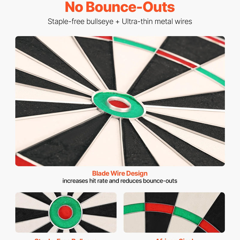 VEVOR šautriņu dēlis 450 mm, augstas kvalitātes šautriņu dēlis ar skavu brīvu bullseye centru, asmens tipa stiepli un rotējošu ciparu gredzenu, profesionāls šautriņu dēlis mājas ballītēm un spēļu istabai (šautriņas nav iekļautas)