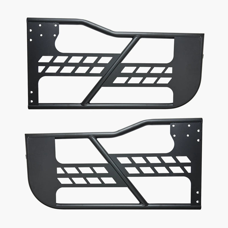 VEVOR cauruļveida durvis Jeep Wrangler JK, 2 durvju modelim, medību stila tērauda durvis ar pastiprinātām eņģēm un oriģinālā tipa slēdzeni, ar gumijas aizsargiem, piemērotas 2007–2018 Jeep Wrangler JK