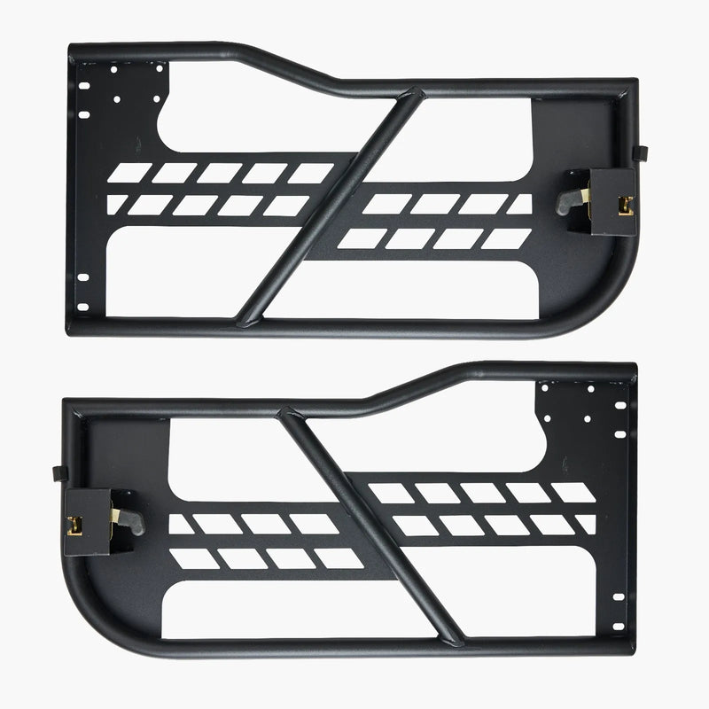 VEVOR cauruļveida durvis Jeep Wrangler JK, 2 durvju modelim, medību stila tērauda durvis ar pastiprinātām eņģēm un oriģinālā tipa slēdzeni, ar gumijas aizsargiem, piemērotas 2007–2018 Jeep Wrangler JK