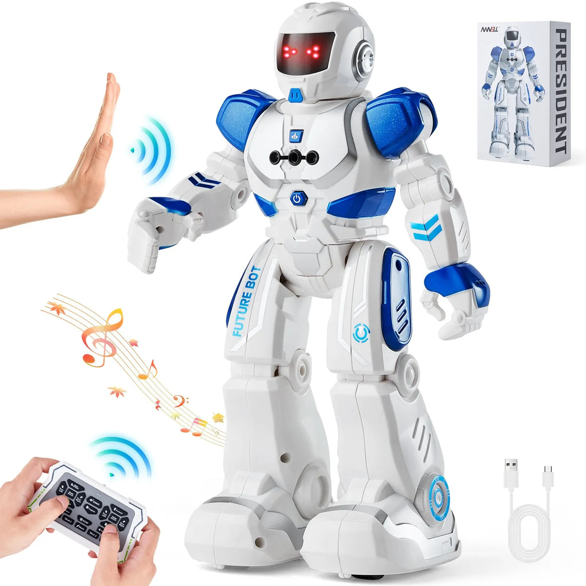VEVOR RC-robot lastele 3–12 a žestijuhtimise ja programmeerimisega, kõnnib, laulab ja tantsib