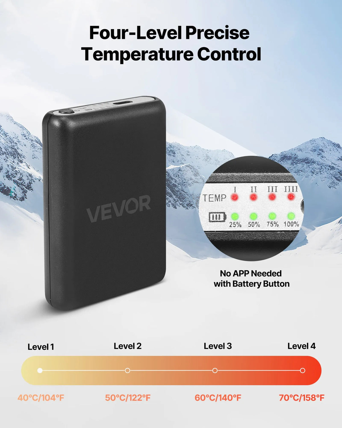 VEVOR KEC-6000 apsildāmās zeķes ar 6000 mAh akumulatoriem, 4 sildīšanas līmeņiem un lietotnes vadību